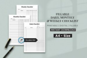 Free Daily Monthly & Weekly Checklist