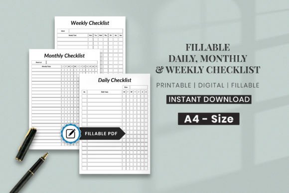 Free Daily Monthly & Weekly Checklist