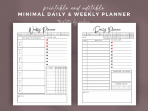Free Minimal Weekly and Daily Planner