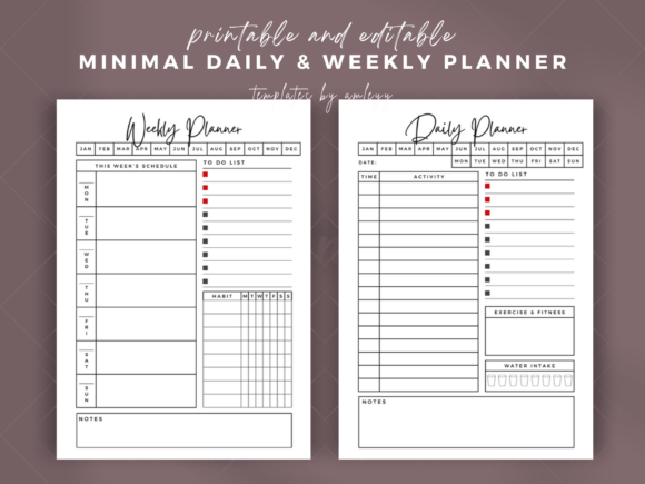 Free Minimal Weekly and Daily Planner