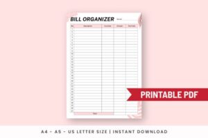 Free Monthly Bill Organizer Spreadsheet