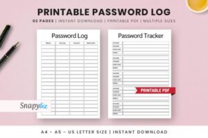 Free Printable Password Log Download Pdf