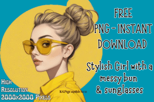 Free Stylish Girl PNG: Trendy Tee Design