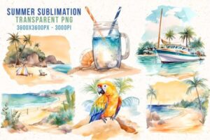 Free Summer Sublimation PNG Clipart Set
