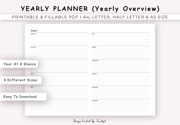 Free Yearly Planner Template #Landscape