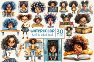 Funny Girl Back to School Clipart