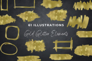Gold Foil Elements Clipart, Brush Circle