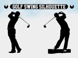 Golf Swing Silhouette, Golf Player Icon.