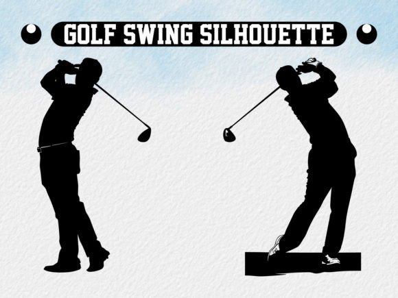 Golf Swing Silhouette, Golf Player Icon.