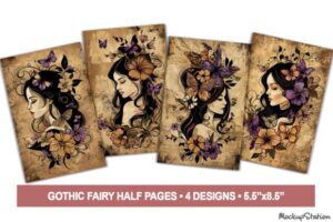 Gothic Girl Junk Journal Pages | Floral