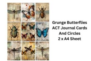 Grunge Butterfly Ephemera Journal Cards