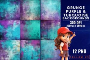 Grunge Purple & Turquoise Backgrounds
