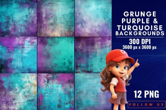 Grunge Purple & Turquoise Backgrounds