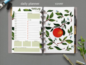 Half Letter Orange Floral Daily Planner
