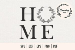 Home with Wreath SVG - Floral Wreath SVG