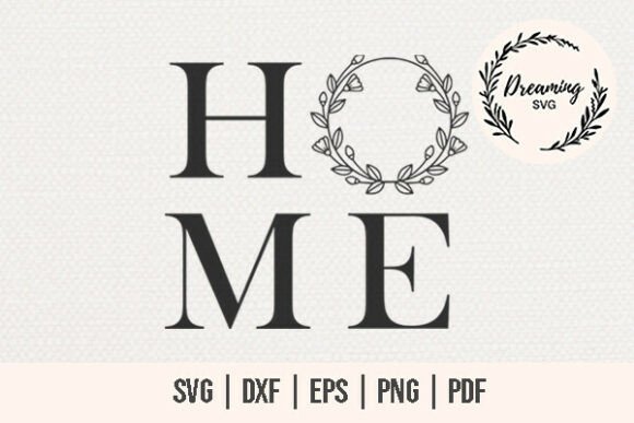 Home with Wreath SVG - Floral Wreath SVG