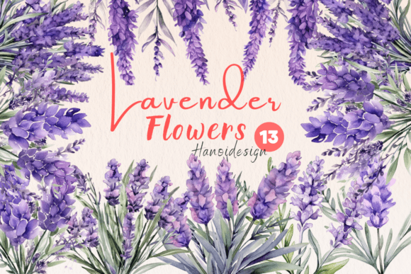 Lavender Flowers Watercolor Cliparts