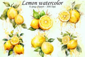 Lemon Watercolor Clipart
