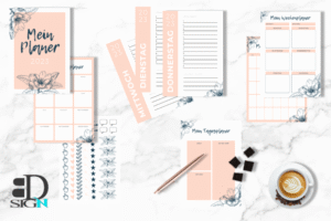 Light-orange Planner with Flowers German