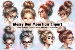 Messy Bun Mom Hair Sublimation Clipart