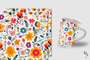 Mexican Watercolor Flowers Digital Paper