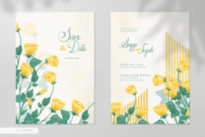 Modern Wedding Card Watercolor Flowers