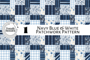 Navy Blue & White Patchwork Free Pattern