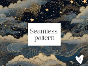 Night Moon and Stars Seamless Pattern