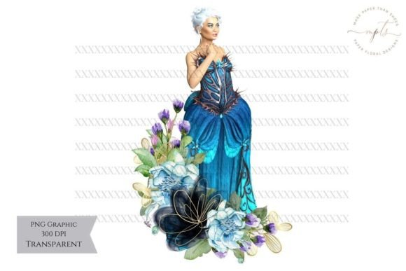 PNG Graphic Fantasy Blue Dress Woman 2