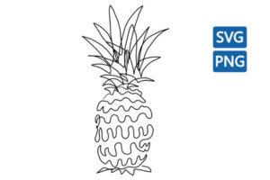 Pineapple One Line Drawing Fruit Design