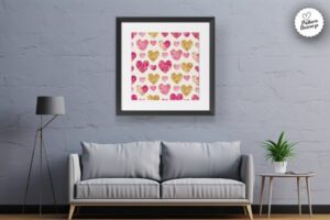 Pink & Gold Glittery Heart Patterns