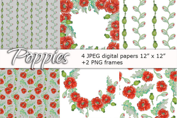Poppies Watercolor Seamless Pattern
