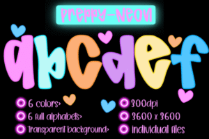 Preppy Neon Whimsy Alphabets |