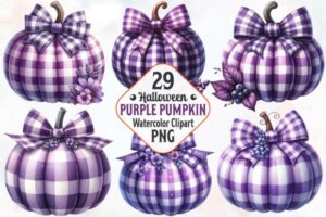 Purple Gingham Pumpkin Clipart