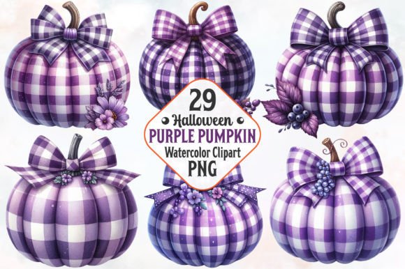 Purple Gingham Pumpkin Clipart