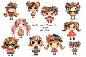 Quirky Cute Paper Girl Clipart