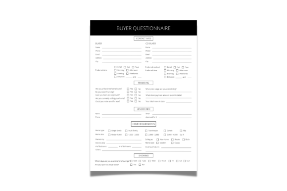 Real Estate Buyer Questionnaire Template