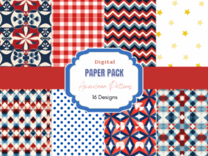 Red, White, Blue Patterns Digital Paper