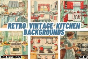 Retro Vintage Kitchen Backgrounds