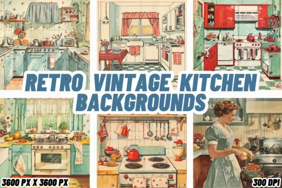 Retro Vintage Kitchen Backgrounds