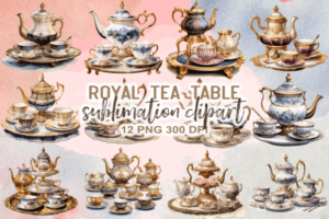 Royal Tea Table Sublimation Clipart