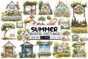 Rustic Cottage Summer Clipart