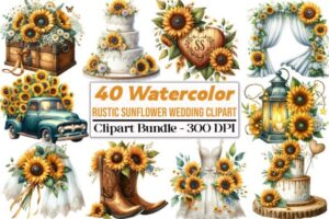 Rustic Watercolor Sunflower Wedding