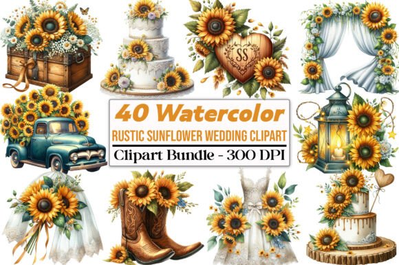 Rustic Watercolor Sunflower Wedding