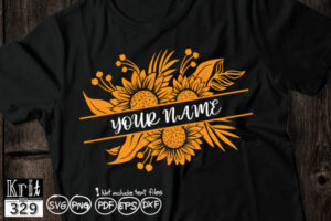 Silhouette Bunch Sunflower Monogram