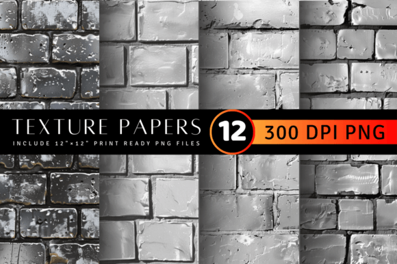 Silver Brick Wall Texture Digital Paper