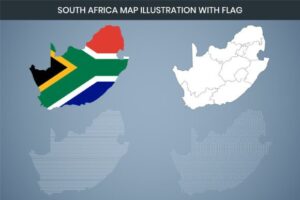 South Africa Map Illustration with Flag