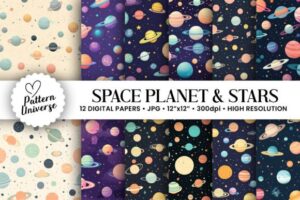 Space Planets & Stars Patterns