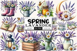 Spring Lavander Clipart Daisy Clipart