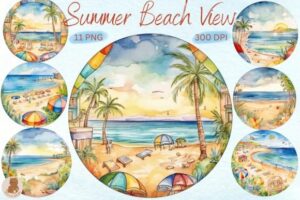 Sublimation Summer Beach View Clipart